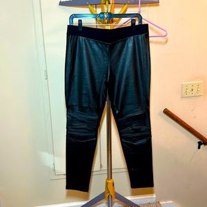 Zara collection pants. Pleather front, cotton back.  Size XL. Black.